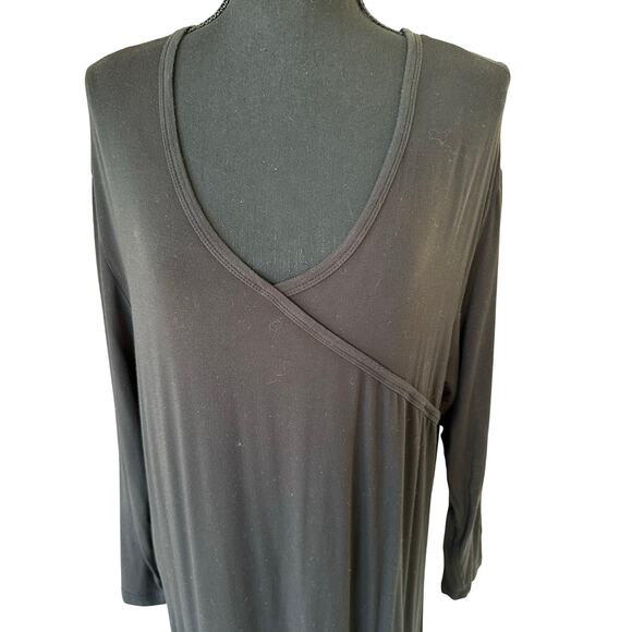 HALEY CROSSOVER FRONT 3/4
SLEEVE BAMBOO NIGHTGOWN - XL - Black - Picture 3 of 12
